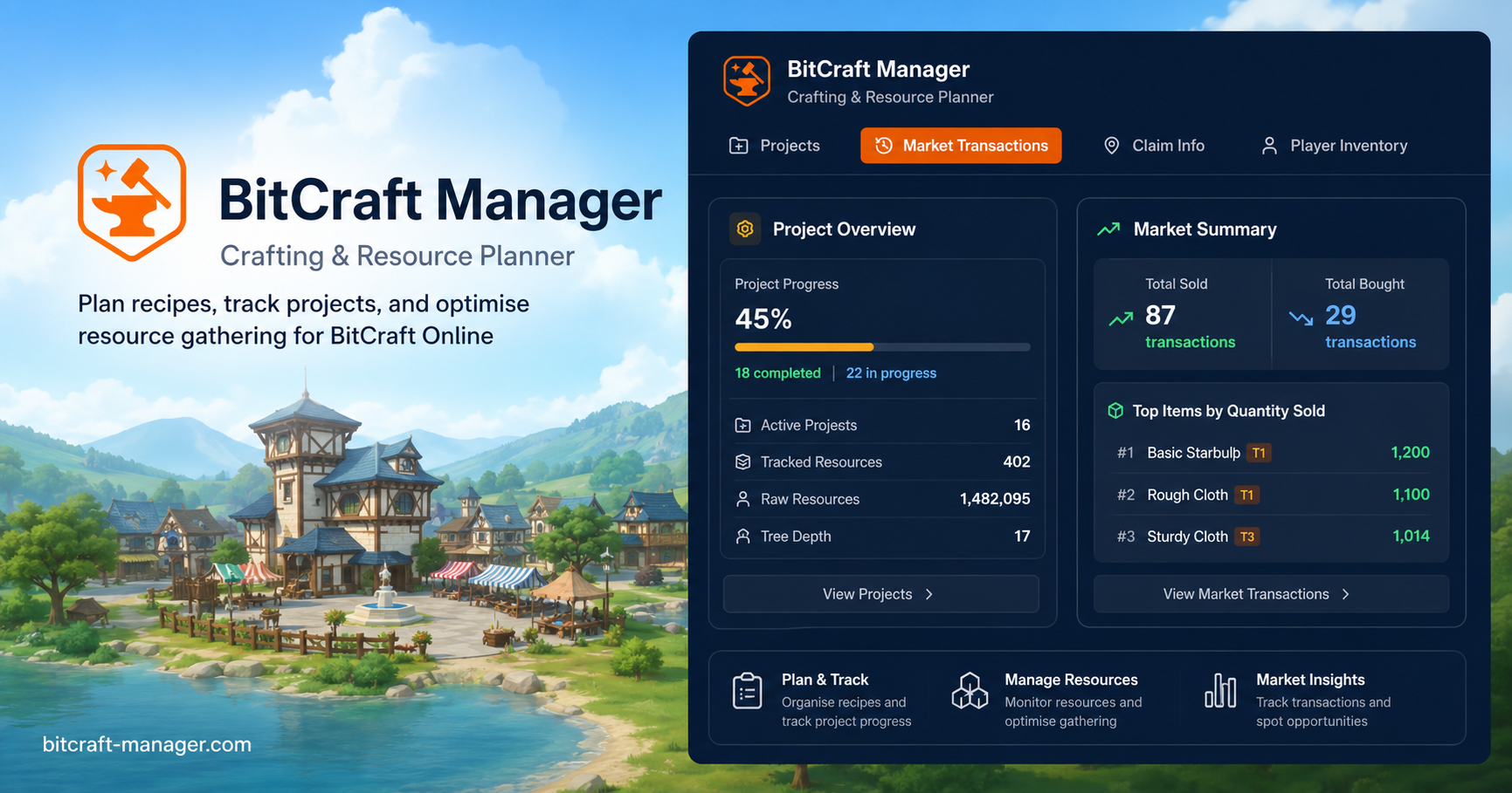 BitCraft Manager - Crafting & Resource Planner